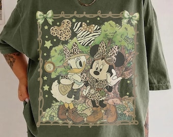 Retro Comfort Colors® Minnie Daisy Safari Leopard Shirt, Animal Kingdom Leopard Besties Tee, Lets Get Wild WDW Matching Family Trip 2026 Tee