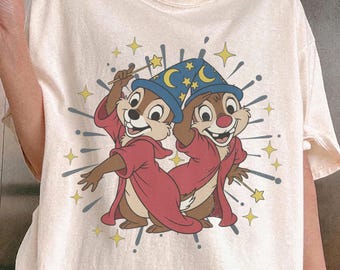 Retro Disney Chip N Dale Costume Mickey Sorcerer Funny Shirt, Double Trouble Tee, Hollywood Studios Trip Shirt, Disneyland Family Trip Shirt