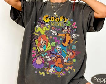 Vintage A Goofy Movie Characters Group Comfort Colors Shirt, Disney Powerline Max Goof Roxanne Tee, WDW Disneyland Family Vacation Trip Gift