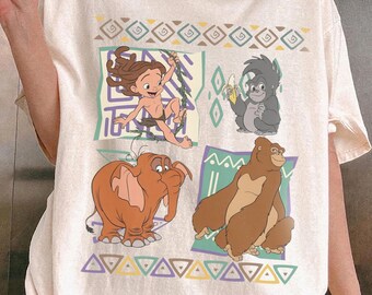 Vintage Tarzan Characters Shirt, Vintage Tarzan Jane Kala Tantor Tee, Safari Jungle Shirt, Comfort Colors Disney Trip Family Matching Shirt