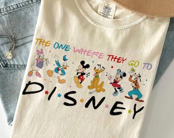 Vintage Disney Mickey and Friends Shirt, Family Vacation Trip Tee, The One Where They Go To Disney Tee, Cute Matching Disneyland Trip Shirt
