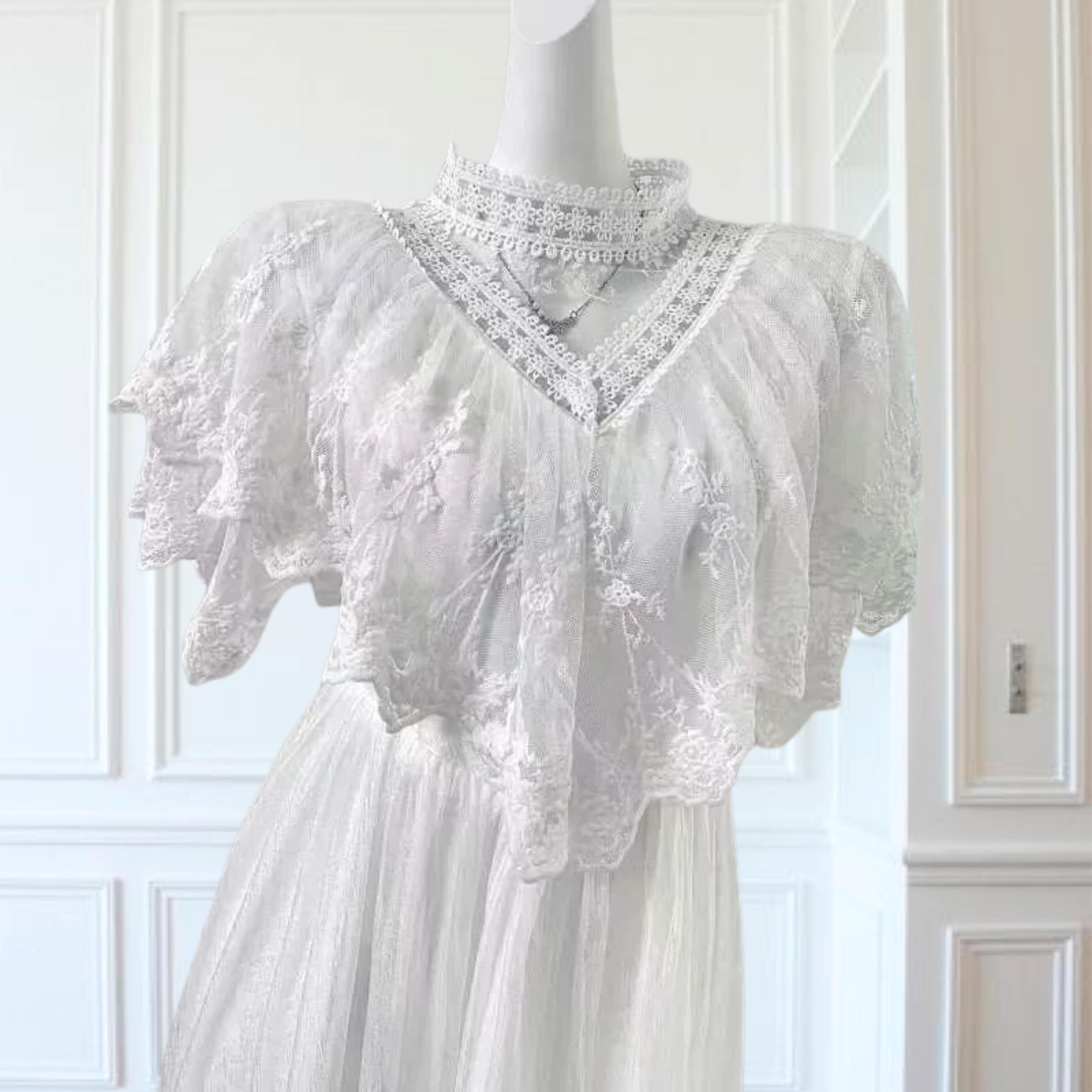 white lace fairy dress Flutter Lace Bloom Midi Dress
