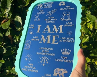 Personalised Kids Affirmation Mirror | Custom Name Acrylic Mirror | Positive Affirmation Wall Decor | Classroom Mirror