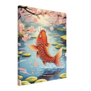 Lienzo de pez koi japonés Shibu, 50 x 60 cm (20 x 24 pulgadas)