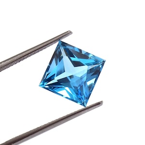 Natural Swiss Blue Topaz 6.50ct Loose Gemstone, 10mm Princess Cut Square Shape Topaz Gemstone, Top Shade Stone, Topaz For Jewelry Making