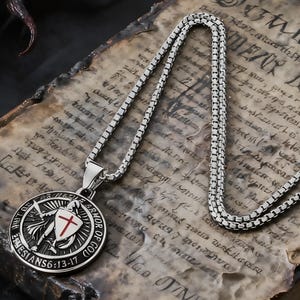 Red Cross Shield Pendant Mens Women Gothic Dark Titanium Steel Knight Vintage Punk Jewelry