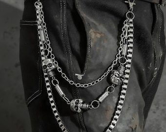 Retro gothic punk rock singer skeleton waist chain/motorcycle rider accessory