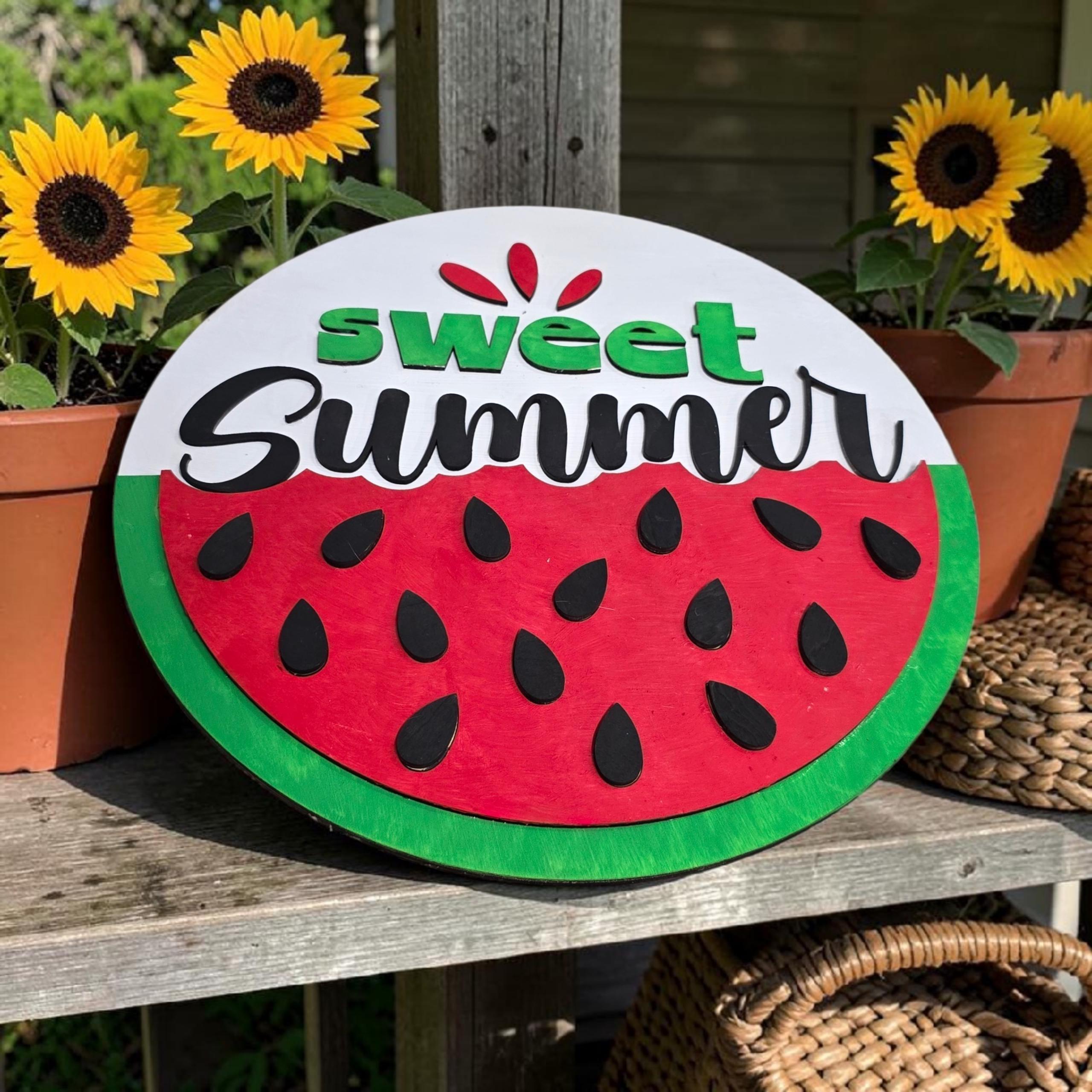 Sweet Summer Watermelon Sign – 12x12 Layered Wooden Door Hanger ...