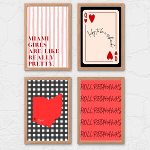 Miami University Wall Print | Digital Wall Print | Miami Wall Decor Aesthetic |  Set of 4