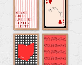 Miami University kunst aan de muur | Slaapzaaldecoratie, set van 4 (digitale download)