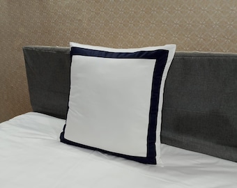 Euro Sham Border Frame - 3 Piece 400 Thread Count White 100% Cotton Sateen