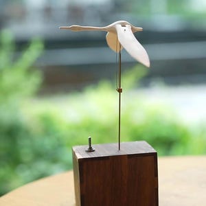 Handmade Wooden White Swan Automata | Mechanical Kinetic Sculpture | Wood Art Décor | Home & Office Gift | Ocean Gift