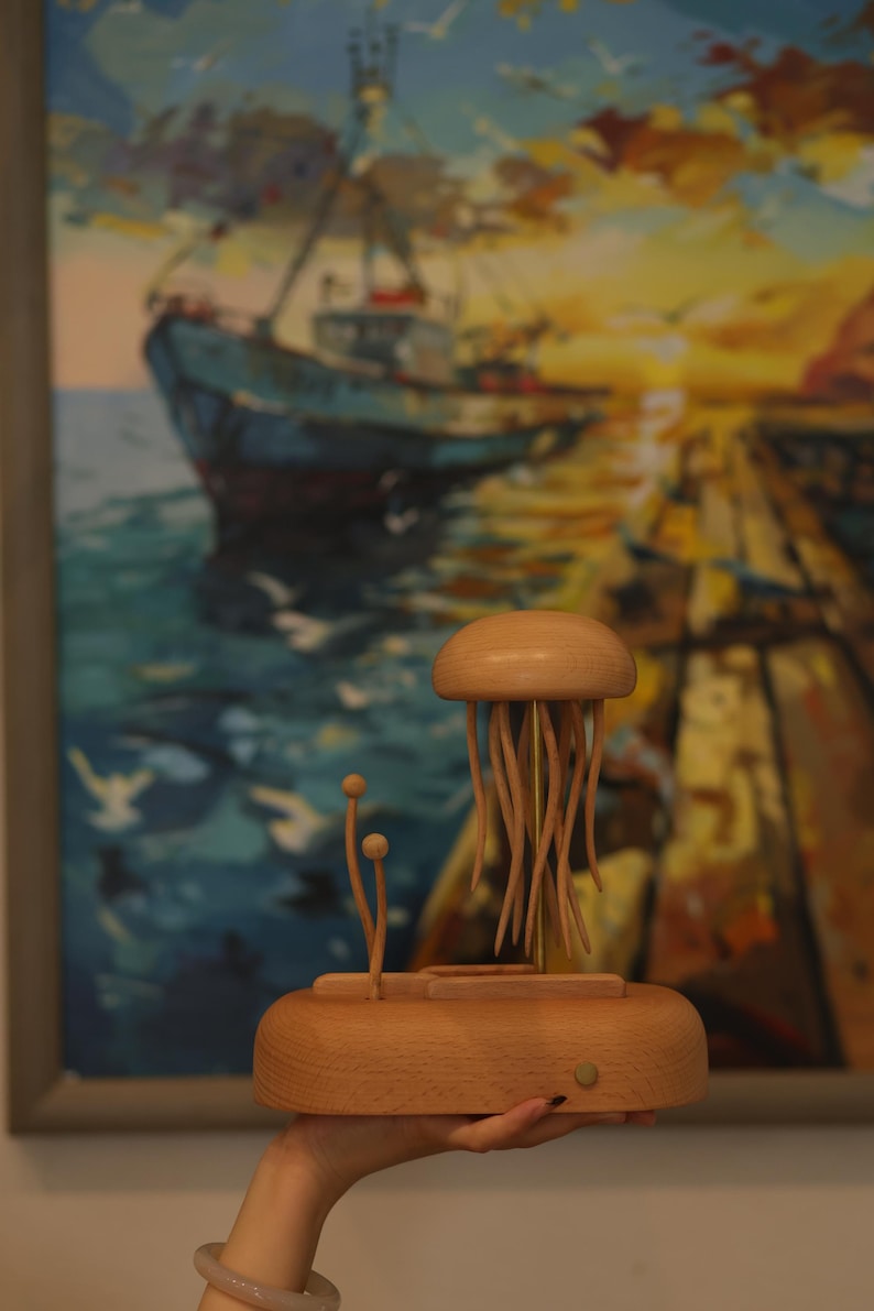 Automata Ripple Wooden Jellyfish Automata Sculpture | Handmade Ocean Kinetic Art ...