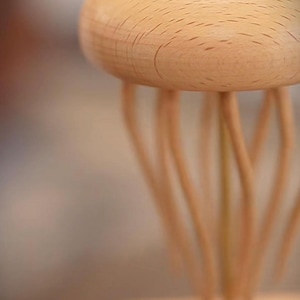 Wooden Jellyfish Automata Sculpture | Handmade Ocean Kinetic Art | Moving Wood Decor Gift