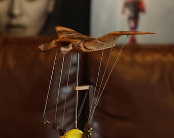 Handmade Wooden Automata – Flying Manta Ray | Mechanical Ocean Art