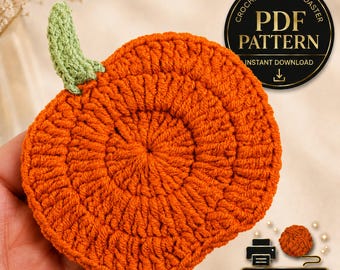 Crochet Pumpkin Coaster Pattern PDF, Fall Autumn Home Decor