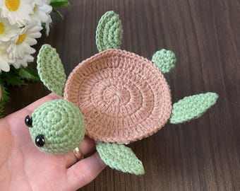 Turtle Coaster Pattern PDF for Crochet Lovers, DIY Amigurumi Tortoise Cup Holder Digital Download