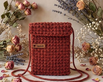 Crochet Crossbody Bag Pattern PDF, Textured Mini Shoulder Purse, Everyday Phone Pouch