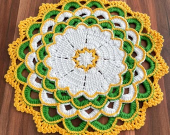 Crochet Doily Pattern PDF Round Floral Table Mat Vintage Home Decor Design