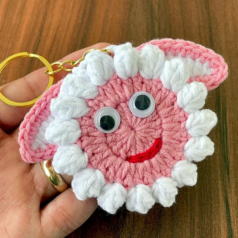 Sheep Face Crochet Keychain Pattern PDF Fluffy Round Smiley Applique Bag Charm Tutorial, English & German image 18