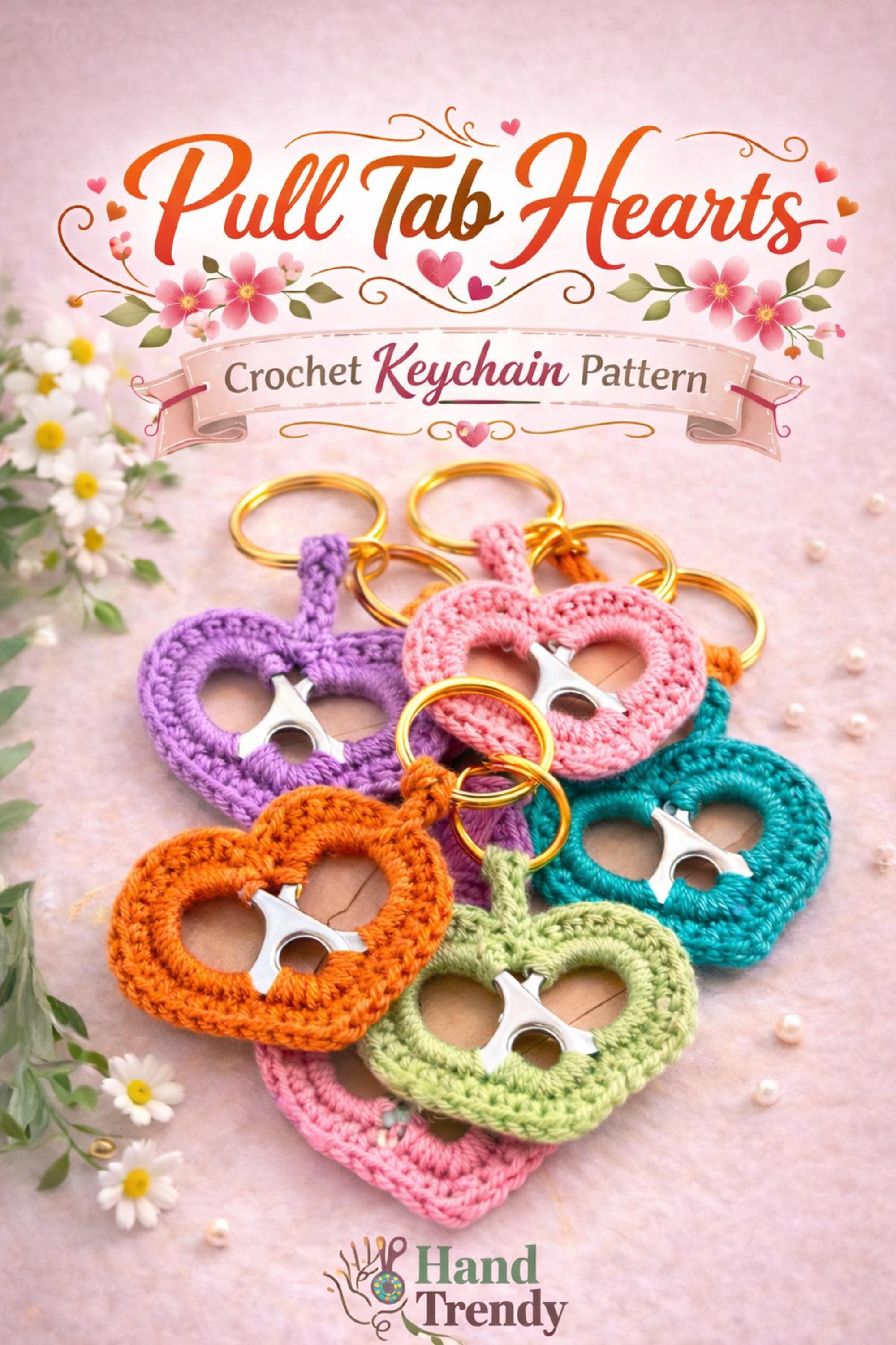 Crochet Can Tab Heart Keychain Pattern, Soda Pop Tab Crochet