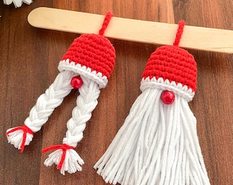 Christmas Gnome Wall Hanging Pattern Crochet PDF Home Decor Scandinavian Style
