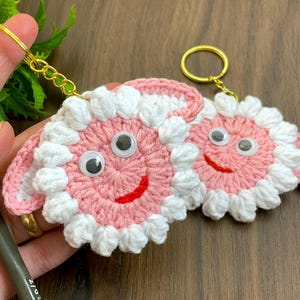 Sheep Face Crochet Keychain Pattern PDF Fluffy Round Smiley Applique Bag Charm Tutorial, English & German image 17