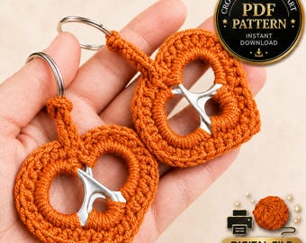 Crochet Can Tab Heart Keychain Pattern PDF, Recycled Soda Pop Tab Design