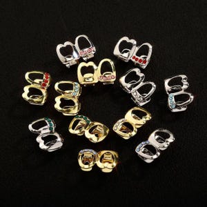 Two-Tone Heart Grillz: 12 Colors, Hip Hop Dental Jewelry