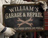 Custom Garage Workshop Decor,Personalized Vintage Mechanic Sign,Custom Garage Family Sign,Wrench Metal Name Sign,Mechanic Shop Wall Decor