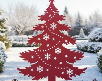 Sztuka ogrodowa na Boże Narodzenie, Sztuka świąteczna na zimowe święta, Palik do choinki, Sztuka choinkowa na zewnątrz, Sylwetka płatka śniegu na choince
