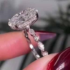 3CT Oval Cut Moissanite Engagement Ring Marquise & Round Brilliant Cut Diamond Ring Bridal Ring Oval Cut Anniversary Promise Ring For Her