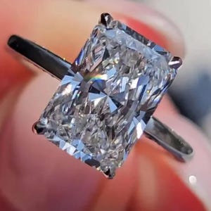 5 CT Radiant Cut Moissanite Engagement Ring With Hidden Halo Radiant Cut Wedding Ring Radiant Solitaire Ring Anniversary Ring Gift for Her