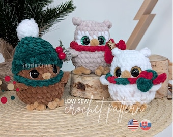 Crochet Birds Pattern: Low Sew Amigurumi Owl & Sparrow Keychain (PDF Tutorial)
