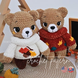Virkat nallebjörnsmönster: Amigurumi-plyschleksak med tröja (PDF-handledning) + höstlövbonus