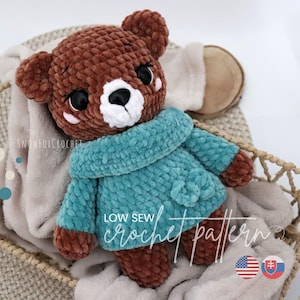 Crochet Teddy Bear Pattern: Amigurumi Plush Toy with Sweater (PDF Tutorial) + Autumn Leaves Bonus