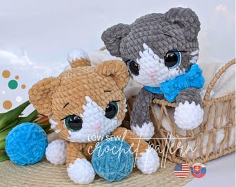 Crochet Cat Toy Pattern: Amigurumi Plushie Yarn Kitten Snuggle Tutorial (PDF Download)