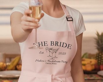 Custom Bachelorette Apron, Bachelorette Gifts, Bridal Party, Bridal Shower Favors, Cocktail Party, Martini Bachelorette, Bride's Maid Apron