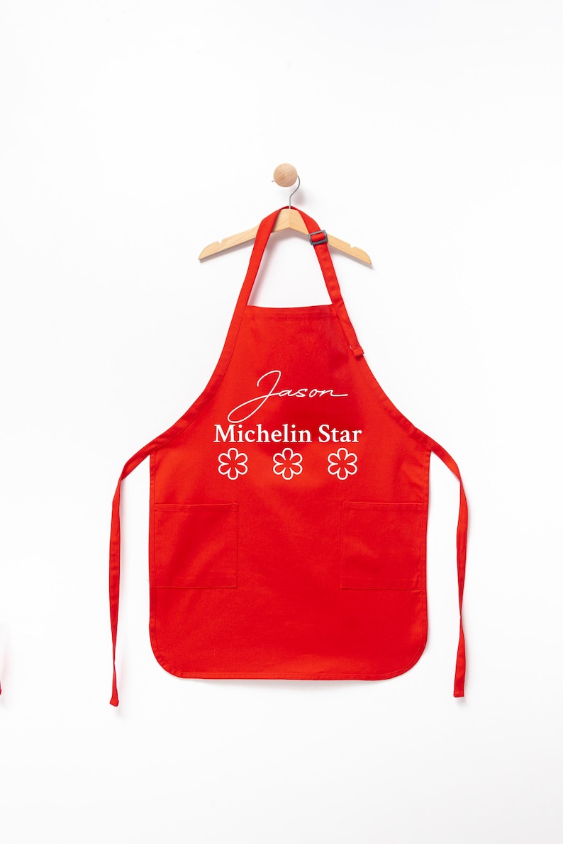 Custom Michelin Star Apron, Printed Kitchen Apron for Women & Men, Home Cooking Chef Apron, Michelin Star Apron, Custom Printed Apron image 2