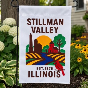 Stillman Valley Illinois Garden Flag | Cardinal, Farmhouse Decor, Hometown Pride (10" x 15")