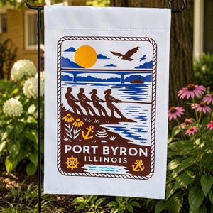 Port Byron Illinois Garden Flag | Tug Fest, Mississippi River Towns Decor, Handmade Flag