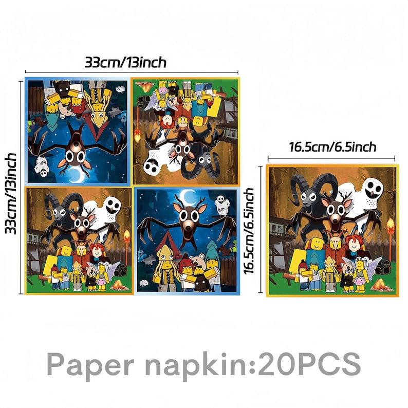 99 Nights in the Forest Birthday Party Decor Set | Banner, Backdrop, Balloons, Cake Topper & Tableware | Magical Kids Gamer Party Supplies 20PCS Paper Napkin