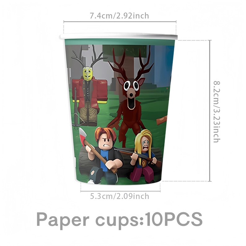 99 Nights in the Forest Birthday Party Decor Set | Banner, Backdrop, Balloons, Cake Topper & Tableware | Magical Kids Gamer Party Supplies 10PCS Paper Cups
