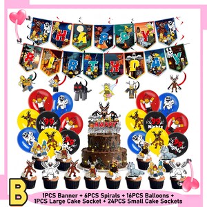 99 Nights in the Forest Birthday Party Decor Set | Banner, Backdrop, Balloons, Cake Topper & Tableware | Magical Kids Gamer Party Supplies Set B