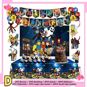 99 Nights in the Forest Birthday Party Decor Set | Banner, Backdrop, Balloons, Cake Topper & Tableware | Magical Kids Gamer Party Supplies Set D