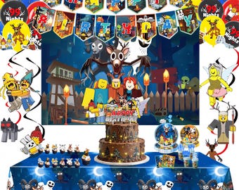 Complete 99 Nights in the Forest Birthday Party Decor Set - Banner,Cake Topper,Backdrop, Balloons,Tablecloth & Tableware Kids Party Supplies
