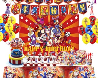 Whimsical Circus Birthday Party Decorations, Cartoon Clown Party Supplies, Banner Backdrop Balloons Tableware Cake Toppers Set