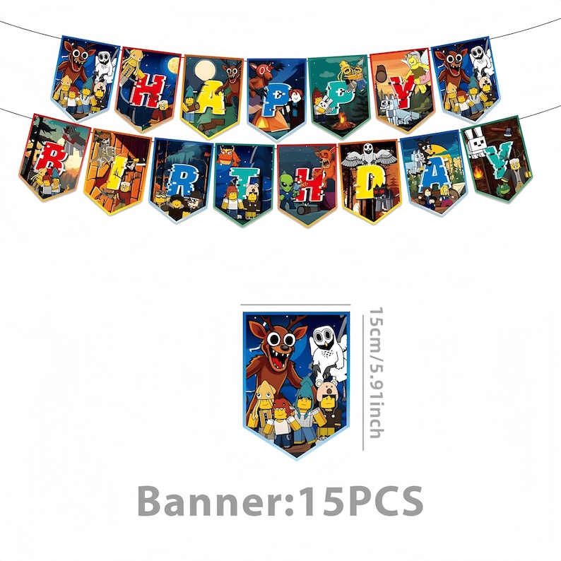 99 Nights in the Forest Birthday Party Decor Set | Banner, Backdrop, Balloons, Cake Topper & Tableware | Magical Kids Gamer Party Supplies 1PCS Banner