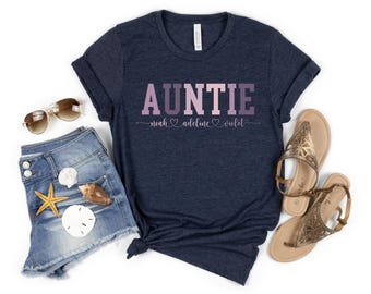 Personalized Aunt T-Shirt: Custom Auntie Gift with Kids Names