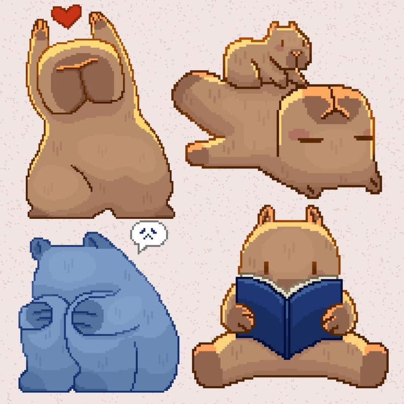 Pixel Capy Hand-drawn Capybara Pixel Art Clipart: Halloween Stickers (25 PNG) - Etsy